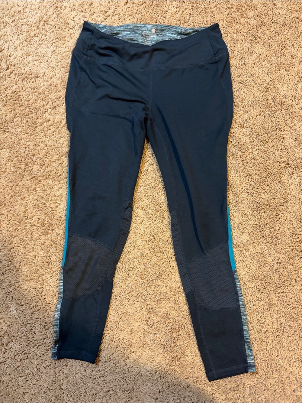 Women’s Navy Tangerine Athletic Leggings with Teal Accent